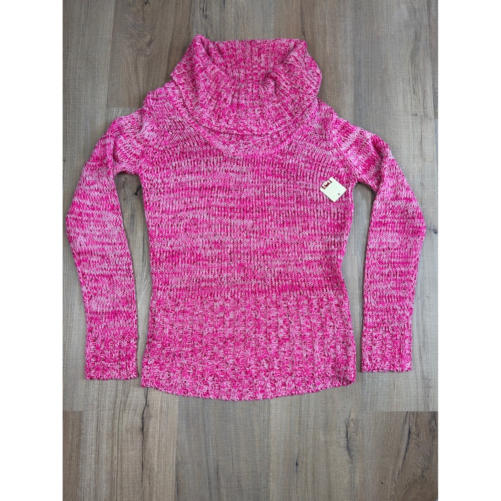 Y2K LEI Piper Pink Marled Sequin Cowl Neck Sweater Juniors Large NWT